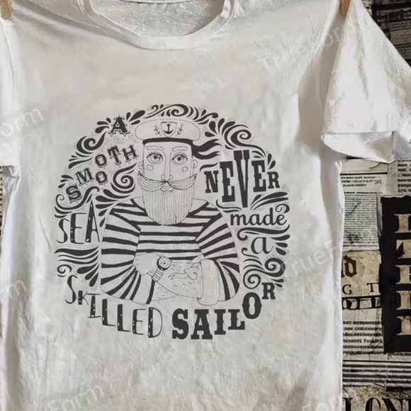 Tops - NEW ! Adorable, vintage style sailor White Graphic T-Shirt